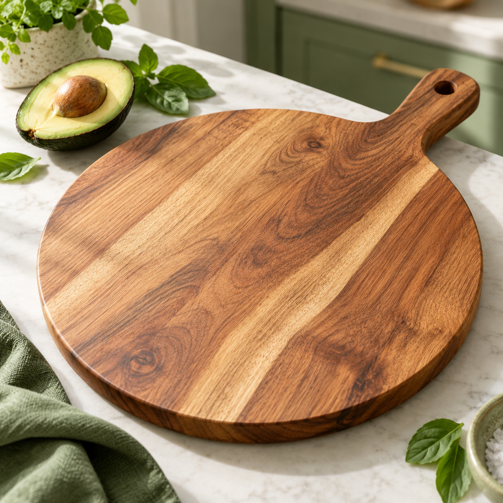 Round Acacia Cutting & Serving Board — main product view