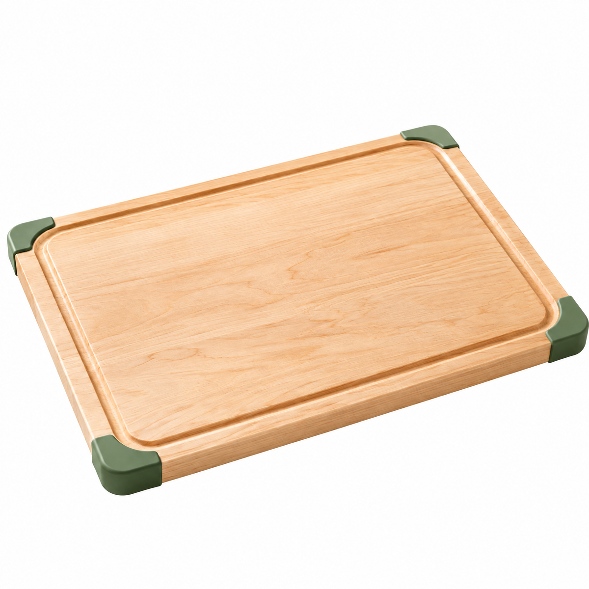 Maple Cutting Board with Green Corner Accents — detail 4