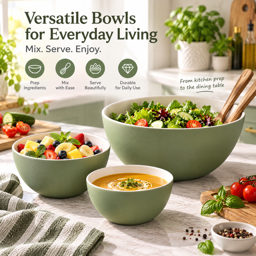 3-Piece Green Nesting Bowl Set — detail 1