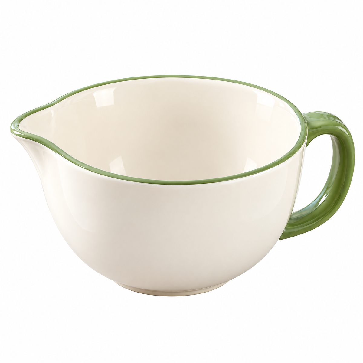 Cream & Green Ceramic Batter Bowl — detail 4
