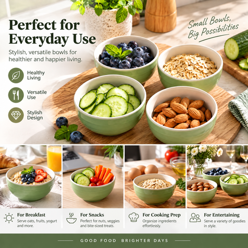 4-Piece Green Ceramic Prep Bowl Set — detail 1