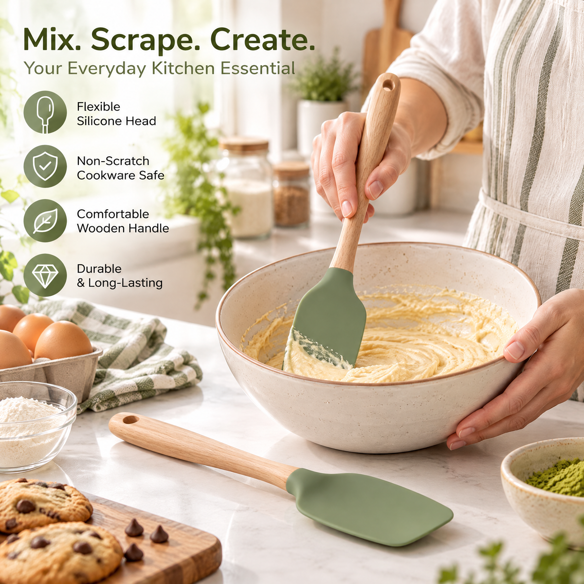 2-Piece Green Silicone Spatula Set — detail 1