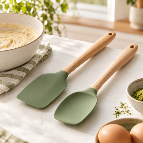 2-Piece Green Silicone Spatula Set — main product view