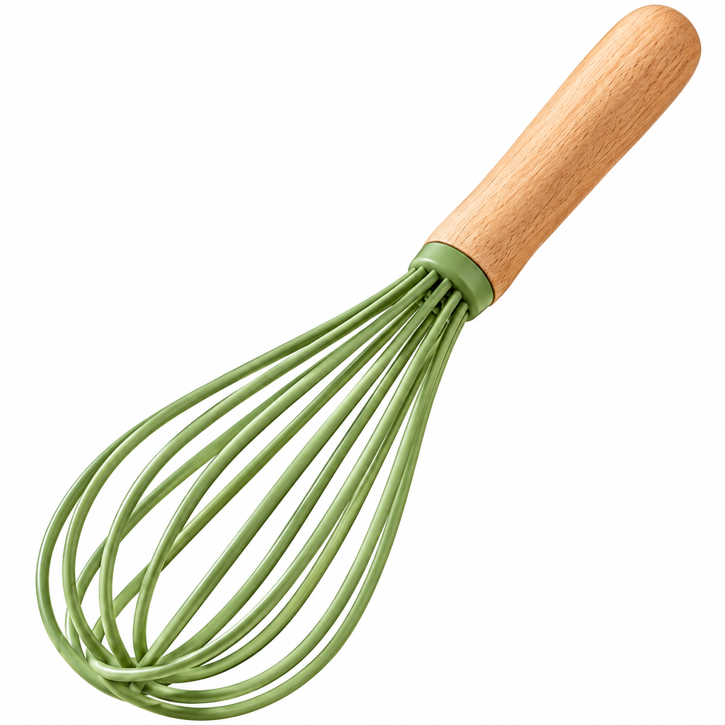 Green Balloon Whisk with Wood Handle — detail 4
